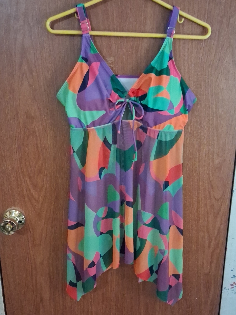 Rosegal Purple Abstract-print Swim Sarong with Orange and Green Accents